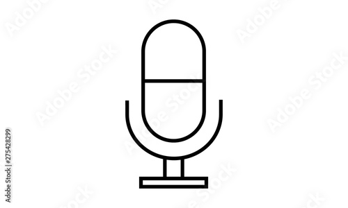 Microphone thin line icon for audio recording and speaking