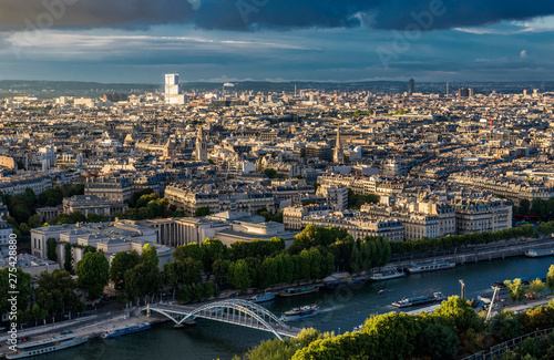 France, Paris, view from the Eiffel Tower toward the north (Seine river, passerelle Debily, from the Palais de Tokyo to the Porte de Clichy courthouse)