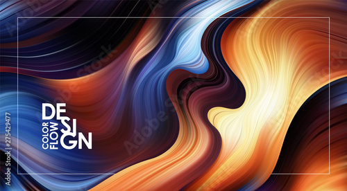 Abstract Modern colorful flow background. Wave Liquid color paint shape.