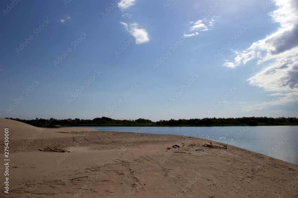 In the middle of the desert and sand there is a lake with the purest water.