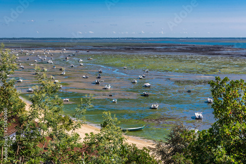 France, Gironde, Arcachon Bay, Cap-Ferret, La Pointe aux Chevaux at low tide and La Baie de Piquey photo