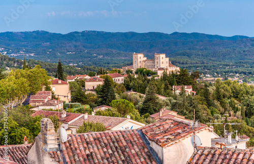 France, Provence-Alpes-Cote d'Azur, Var, perched village of Fayence, Château du Puy (or Château Fabre) at Tourettes (19th century) (replication of the Cadet Corps of Saint Nicolas, Saint Petersbourd) photo