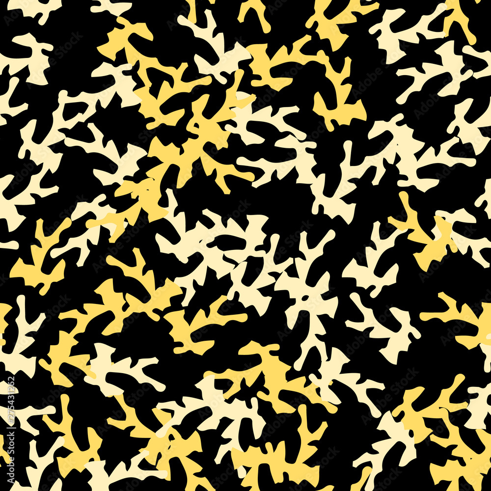 Urban UFO camouflage of various shades of black and yellow colors Urban UFO camouflage of various shades of black and yellow colors