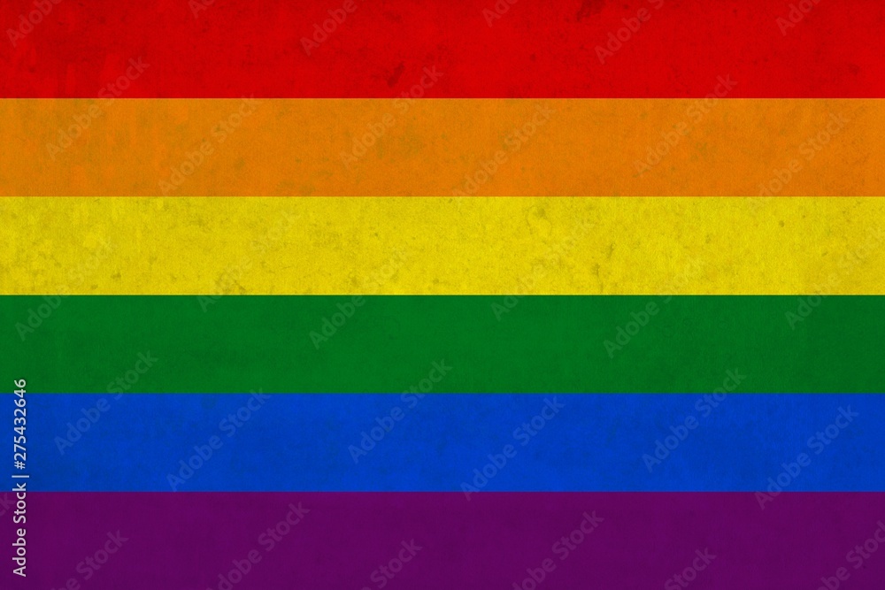 Vector high quality grunge style illustration of the rainbow gay and lesbian flag (LGBT movement) overlaid with grungy elements