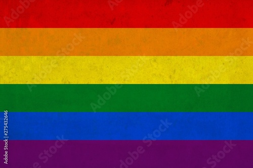 Vector high quality grunge style illustration of the rainbow gay and lesbian flag (LGBT movement) overlaid with grungy elements