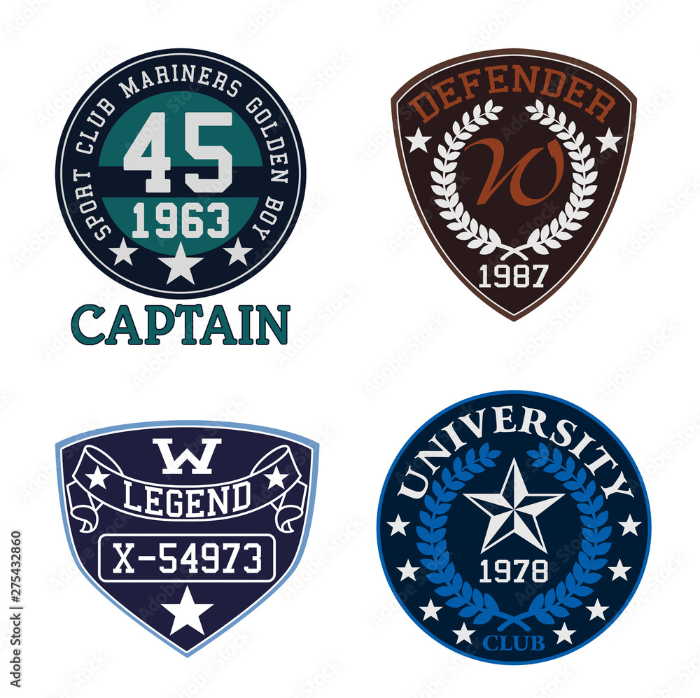 Naklejka premium Sport themed patch set, suitable for college