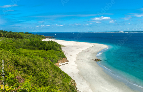 France, Brittany, Ile de Groix, geological nature reserve Francois-le-Bail, Grands Sables convex beach photo