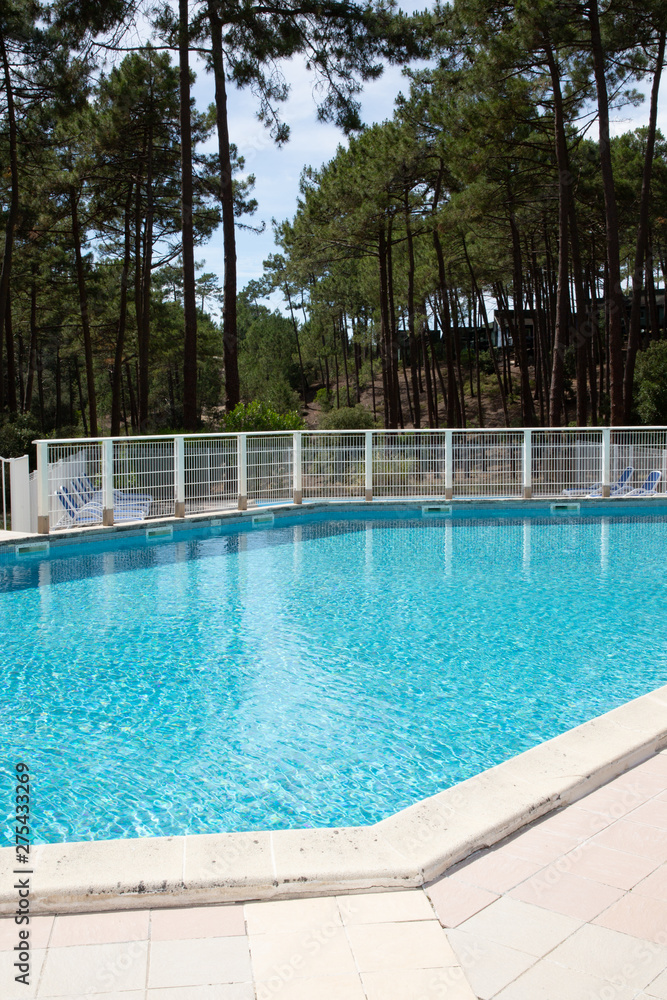 Detail of outdoor swimming pool in luxury hotel resort