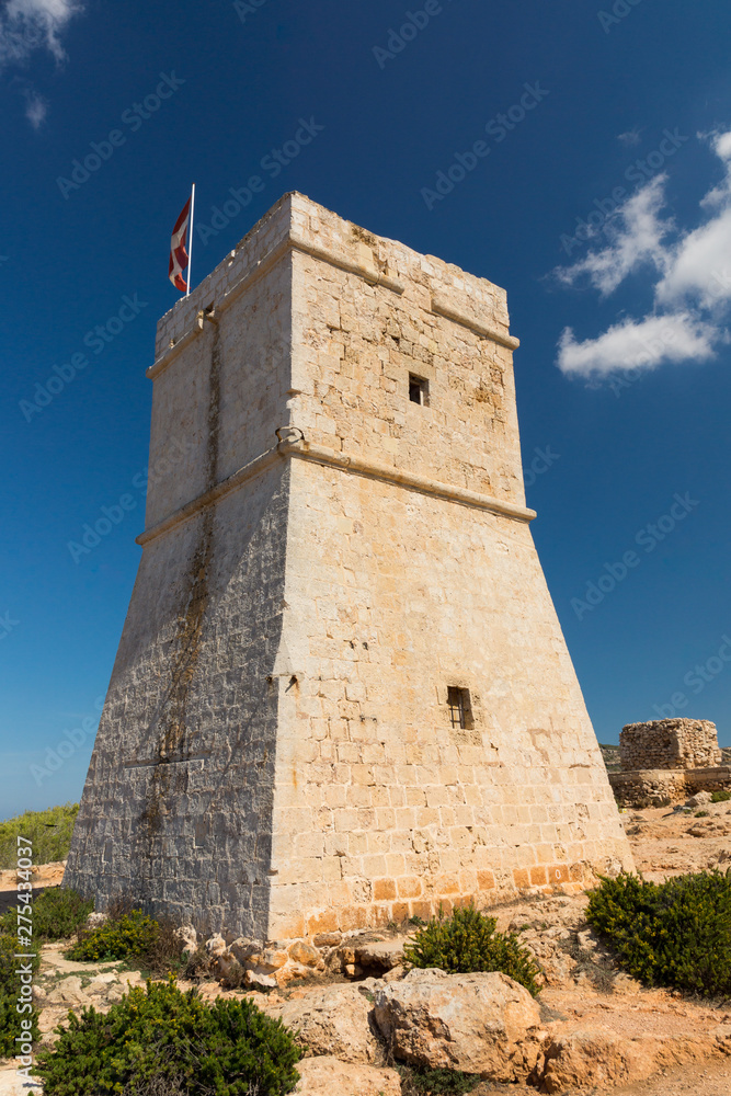 Ghajn Tuffieha watchtower Golden bay, Malta