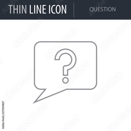 Symbol of Question. Thin line Icon of College. Stroke Pictogram Graphic for Web Design. Quality Outline Vector Symbol Concept. Premium Mono Linear Beautiful Plain Laconic Logo