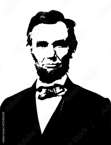 Vector realistic style monochromatic illustration portrait of the american politician and president Abraham Lincoln