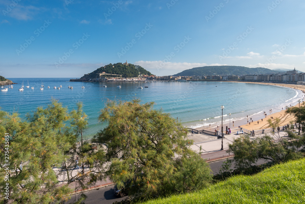 Bay of San Sebastian from Miramar gardens, Basque Country, Spain Bay of San Sebastian from Miramar gardens, Basque Country, Spain
