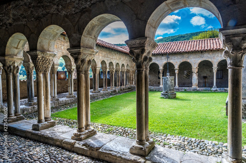 France, Piedmont of the Pyrenees, Haute Garonne, Saint Bertrand de Comminges, cloister of the cathedral Sainte-Marie (12th-13th century) Saint James way (UNESCO World Heritage) (Most Beautiful Village in France)