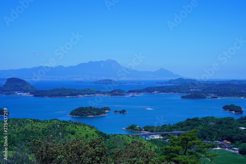 天草の千巌山から見た島々の夏の風景
