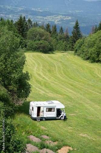 Camper on the meadow - caravan - Bohemian Paradise Czech Republic  photo