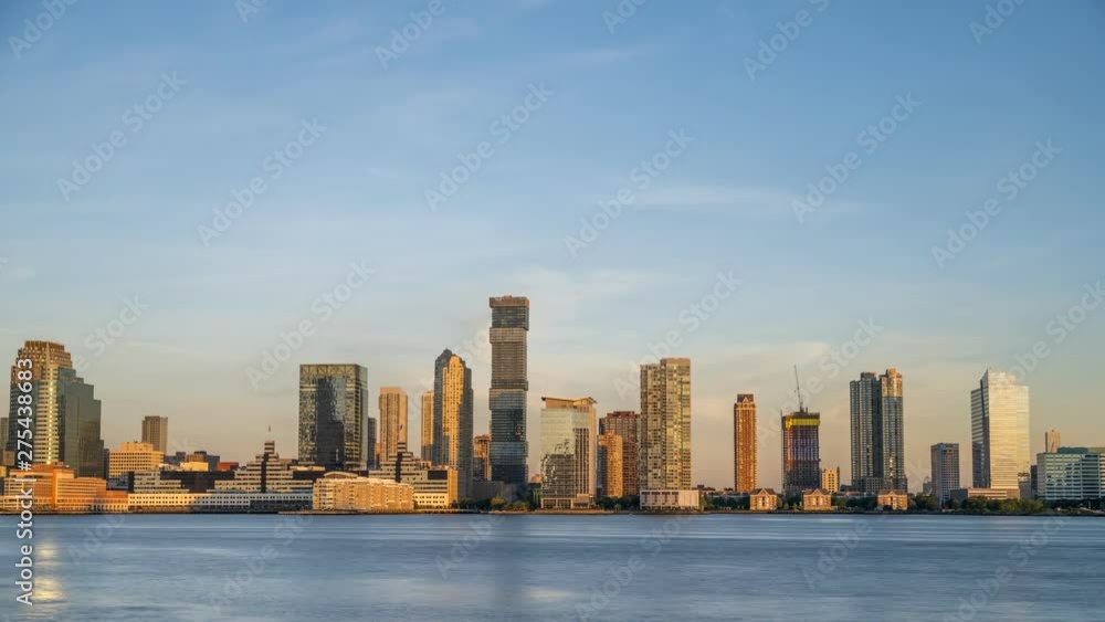 Time Lapse while panning the new Jersey Skyline at Sunrise Time Lapse while panning the new Jersey Skyline at Sunrise