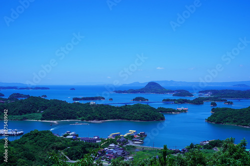 天草の千巌山から見た島々の夏の風景