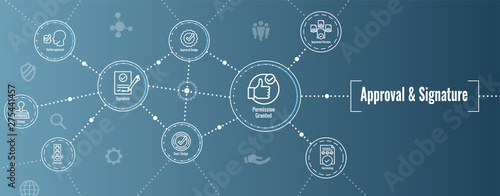 Approval and Signature Icon Set and Web Header Banner