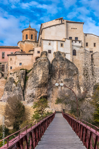 Spain, autonomous community of Castile - La Mancha, city of Cuenca, San Pablo bridge and old city on the cliffs (UNESCO World Heritage) (Most Beautiful Village in Spain)