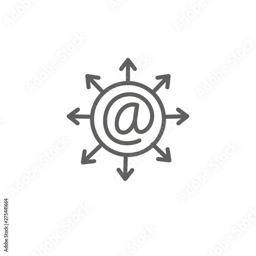 Email marketing campaigns icon with  envelope sent to multiple recipients