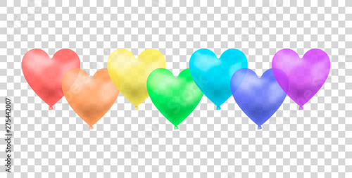 Vector Rainbow Colored Balloons Isolated, Gay Parade Concept Illustration, Group of Objects.