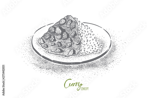 Oriental cuisine, spicy rice dish with stewed meat, vegetables, eastern food restaurant menu, gourmet dinner