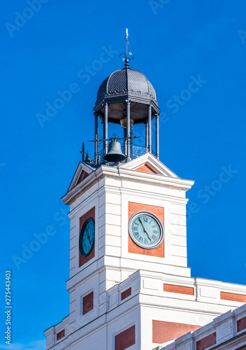 Spain, Madrid, downtown, Puerta del Sol, Tower of the clock on la Casa de Correos photo