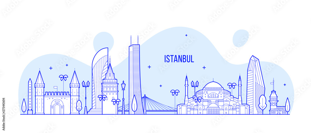 Obraz premium Panoramę Stambułu Turcja ilustracja miasto wektor