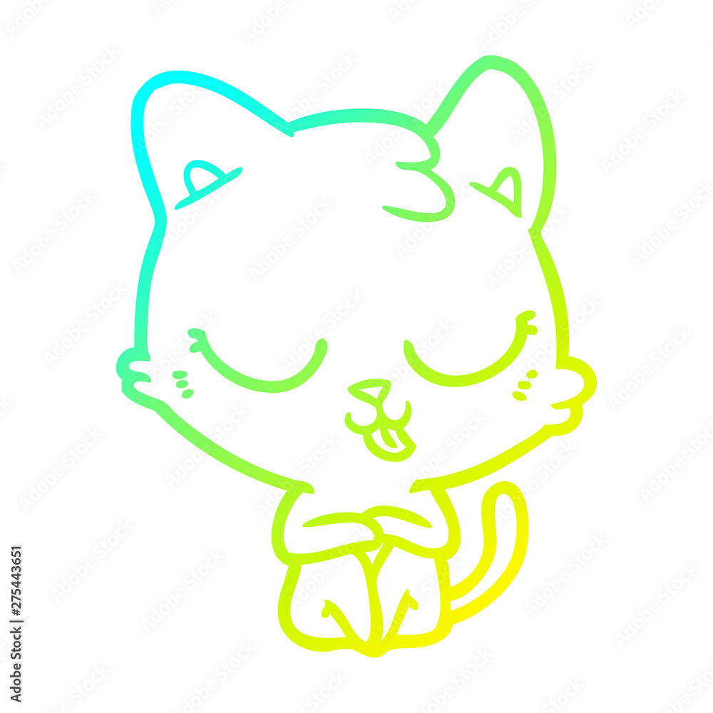cold gradient line drawing cartoon cat
