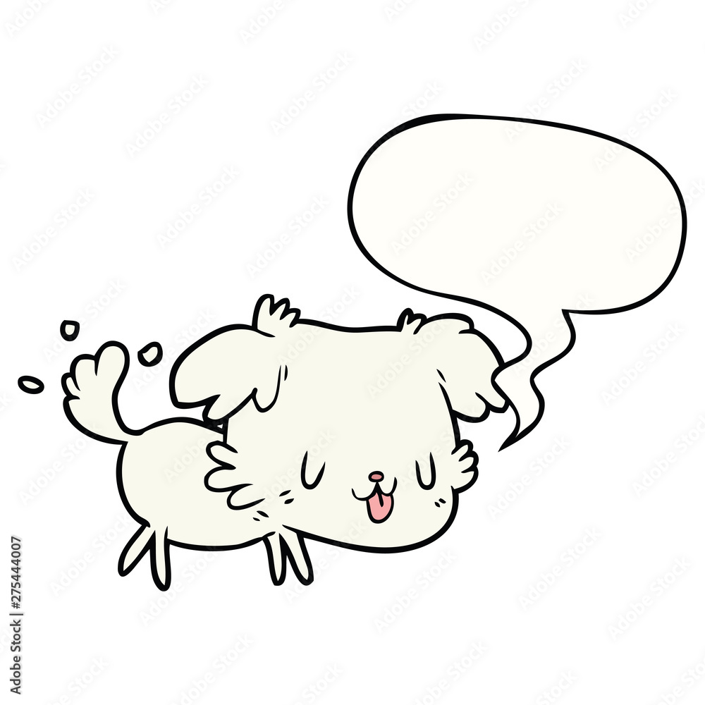 cute cartoon dog wagging tail and speech bubble cute cartoon dog wagging tail and speech bubble