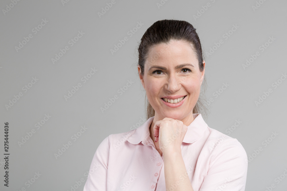 confident mid age woman smiles confidently confident mid age woman smiles confidently