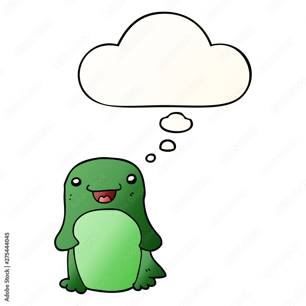 cartoon penguin and thought bubble in smooth gradient style cartoon penguin and thought bubble in smooth gradient style