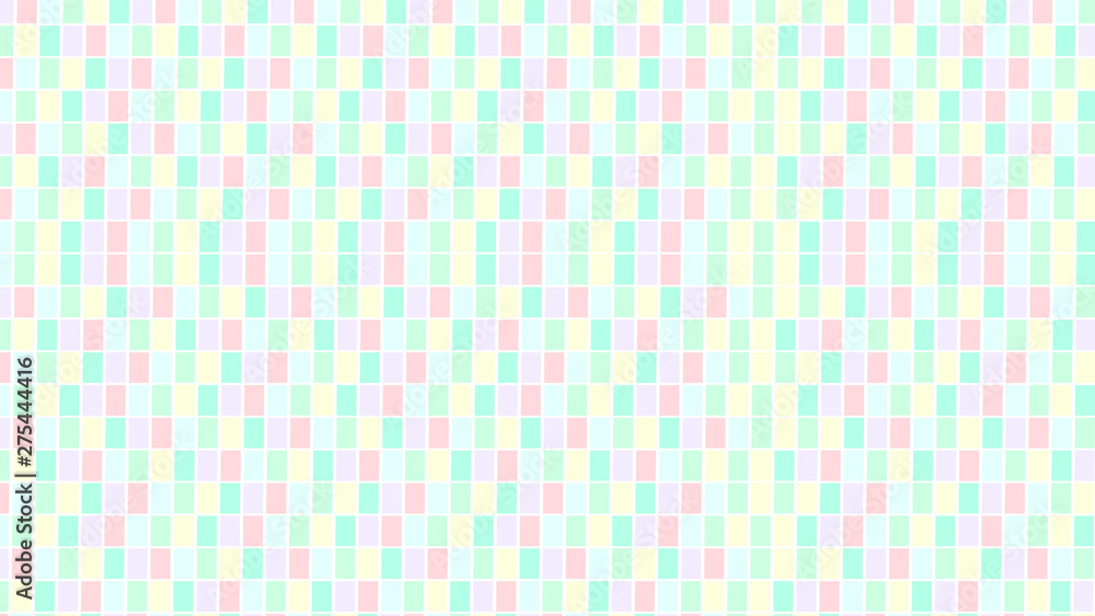 The alignment of the square, pastel background, oblique pattern.