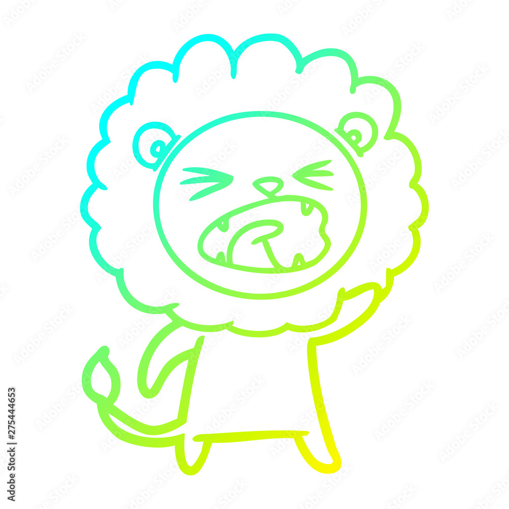 cold gradient line drawing cartoon angry lion cold gradient line drawing cartoon angry lion