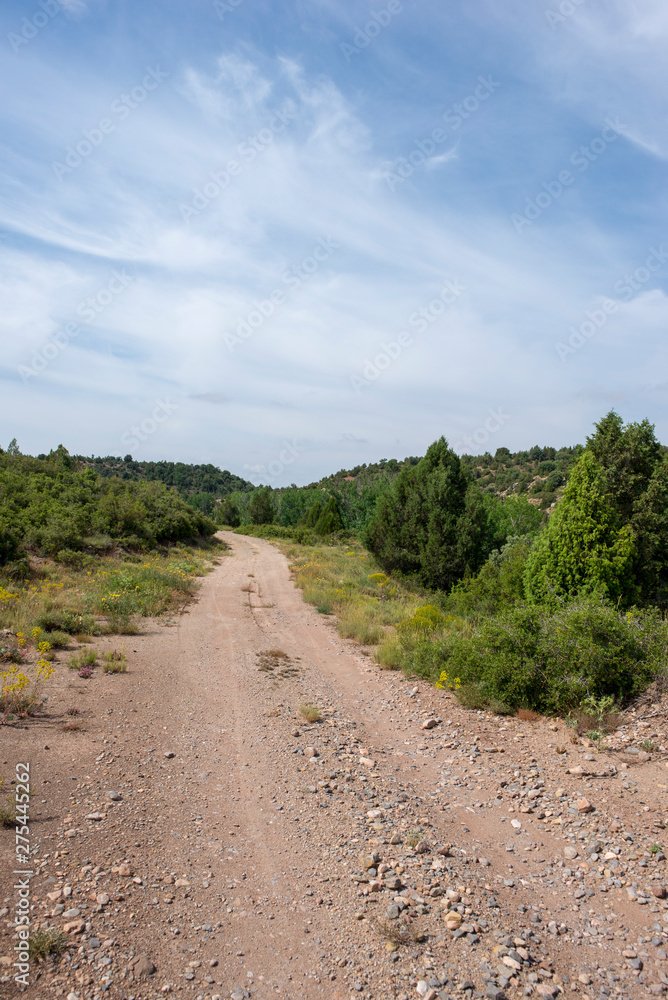 Rural road between mountains of the Sierra de Gudar, Valbona