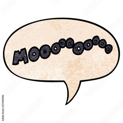 cartoon moo noise and speech bubble in retro texture style