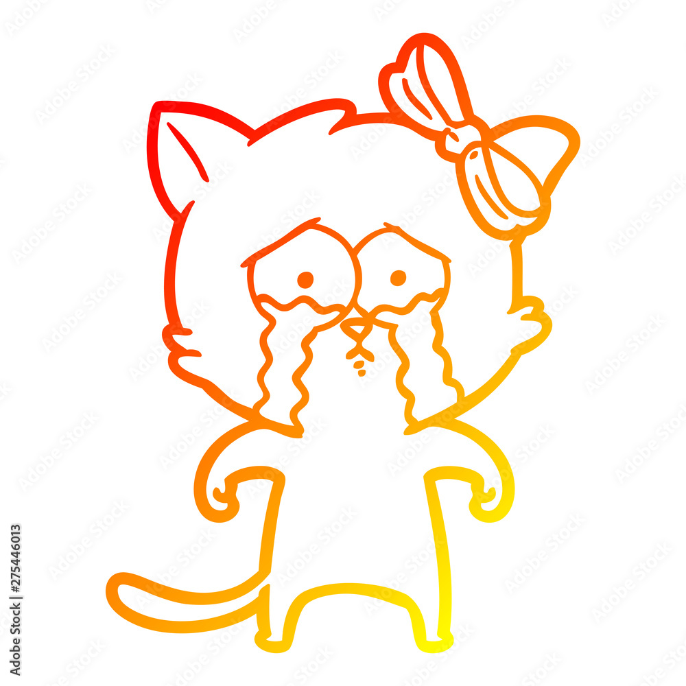 warm gradient line drawing cartoon cat warm gradient line drawing cartoon cat