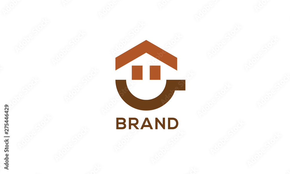 A combination of a house and coffee cup that gives the impression of happiness, bold and minimalist logo perfect for coffee business.