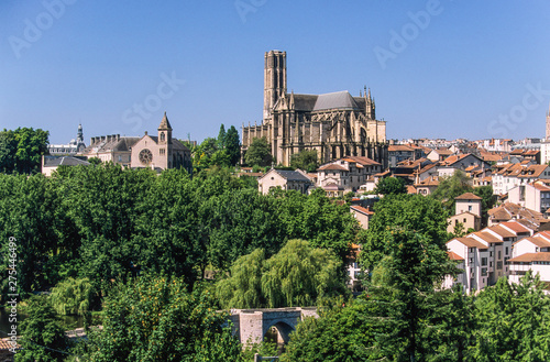 Nouvelle Aquitaine - Limousin - Haute-Vienne - The Saint-Etienne cathedral and the Saint-Etienne bridge on the Vienne river photo