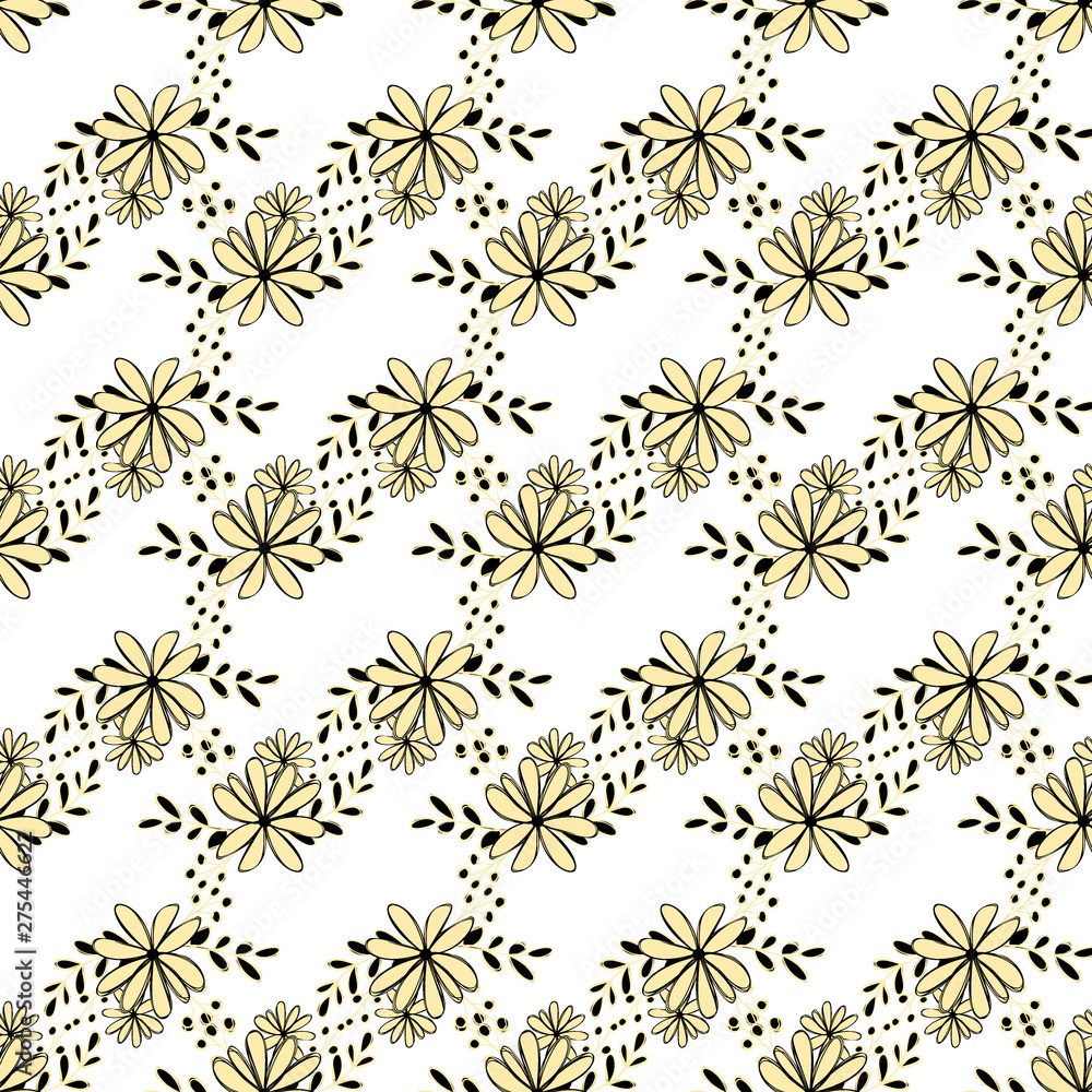 Flower graphic design. Cute seamless vector tile pattern. Retro vintage. line chamomile design.