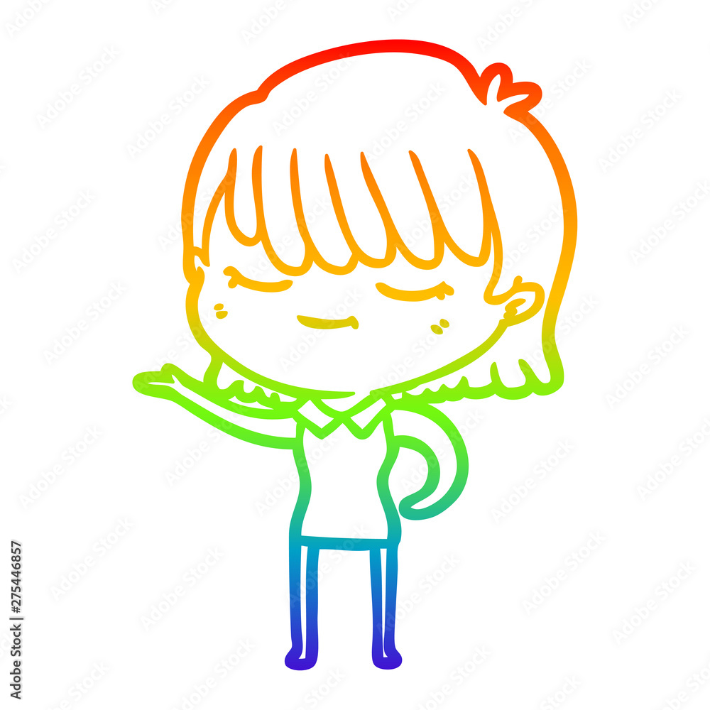 rainbow gradient line drawing cartoon woman rainbow gradient line drawing cartoon woman