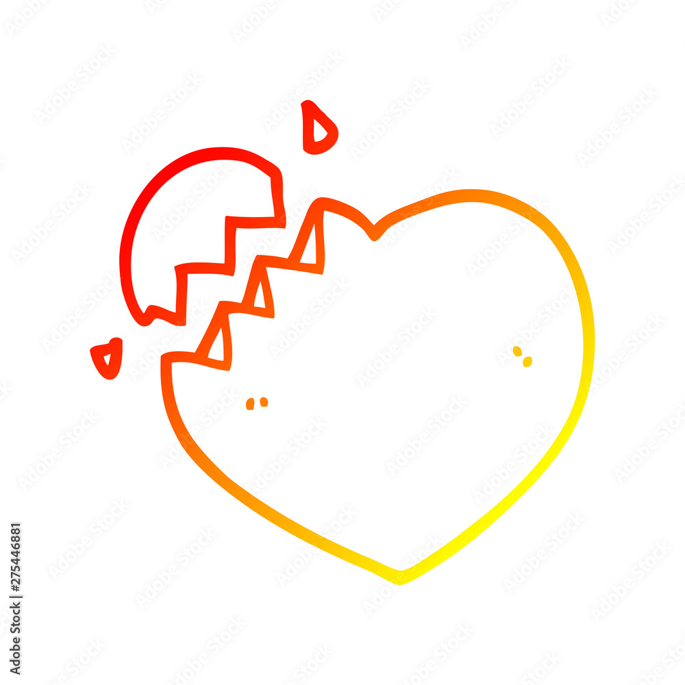 warm gradient line drawing cartoon broken heart warm gradient line drawing cartoon broken heart