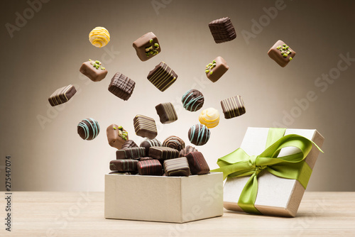 mix of chocolates jumping f...