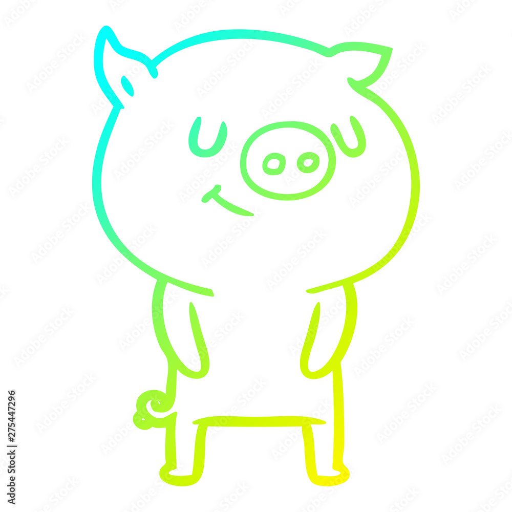 cold gradient line drawing happy cartoon pig cold gradient line drawing happy cartoon pig
