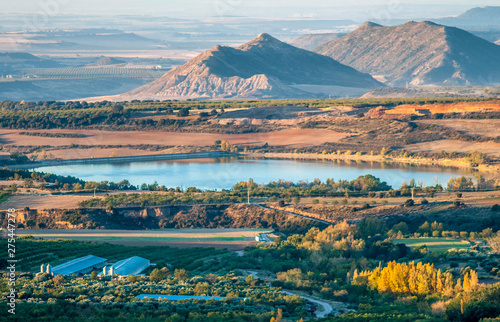 Spain, Autonomous community of Aragon, province of Huesca, agricultural plain of Loarre, reservoir of La Sotonera photo