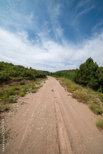 Rural road between mountains of the Sierra de Gudar, Valbona