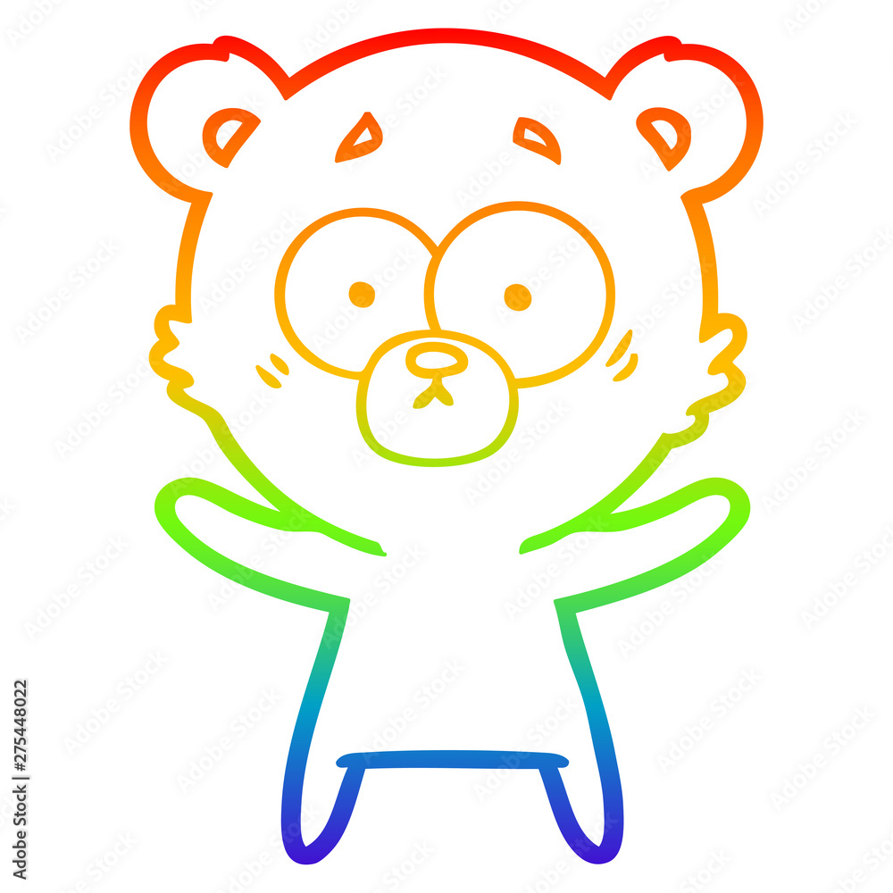 Obraz premium rainbow gradient line drawing surprised bear cartoon