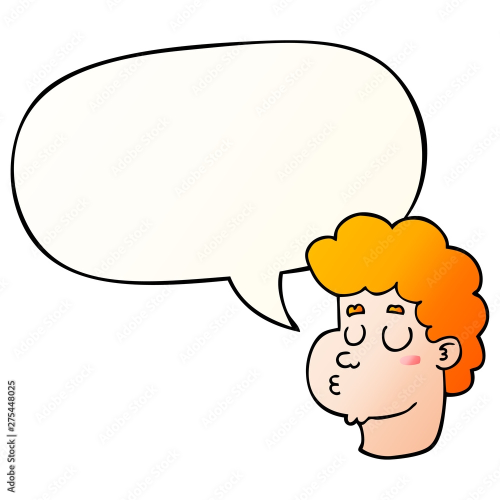 cartoon male face and speech bubble in smooth gradient style cartoon male face and speech bubble in smooth gradient style