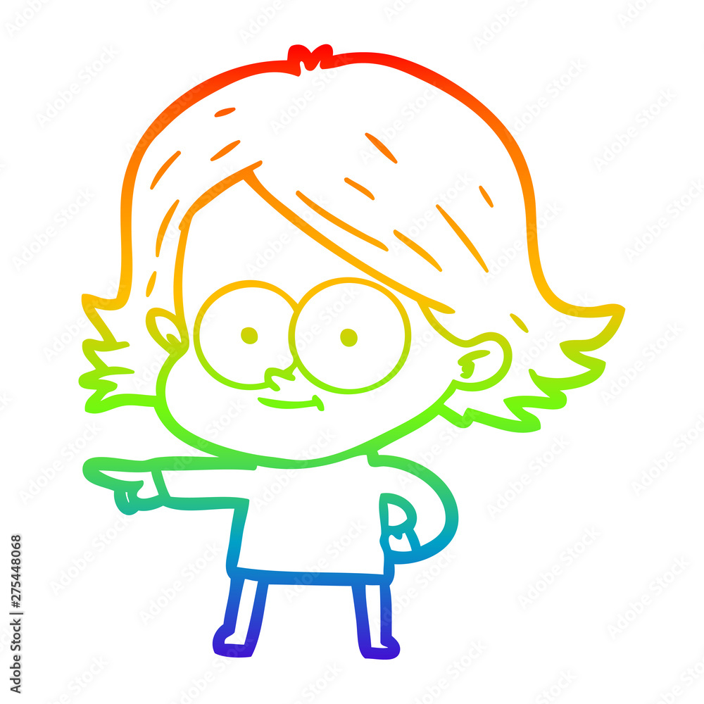 rainbow gradient line drawing happy cartoon girl rainbow gradient line drawing happy cartoon girl