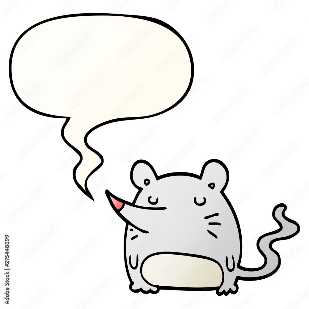 cartoon mouse and speech bubble in smooth gradient style cartoon mouse and speech bubble in smooth gradient style